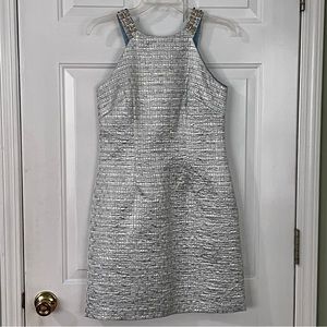 Aidan Mattox Sheath Blue Silver Adornments Dress